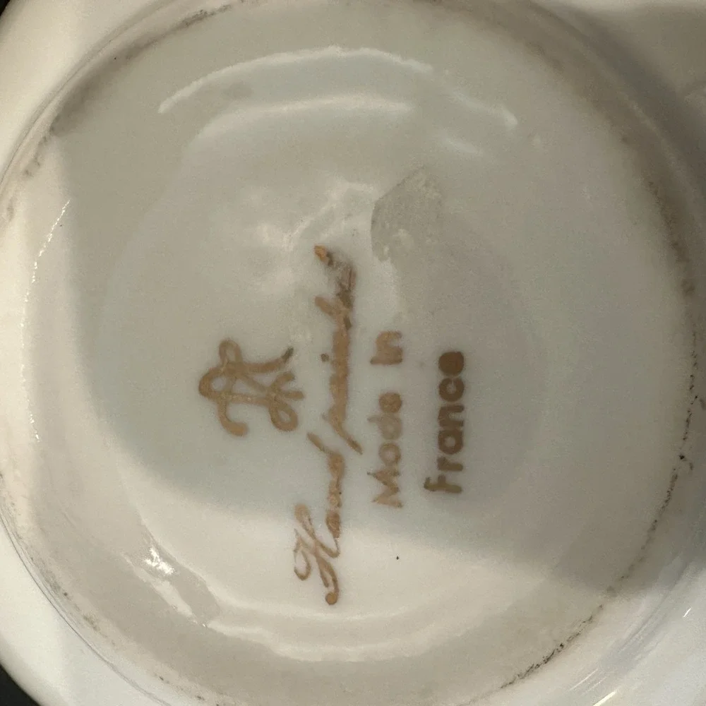Vintage Fonde En 1789 France Small Bowl Hand Painted Gold Candy Nuts